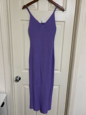 AFRM Purple Ribbed Knit Midi Dress Spaghetti Strap Bodycon M